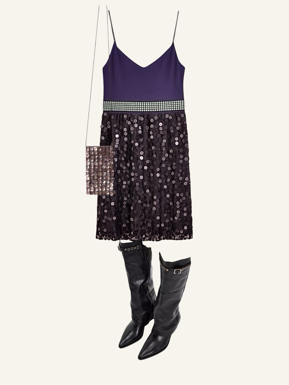 FREE PEOPLE Embellished Sequin Slip Dress – Midnight Blue – Size 6